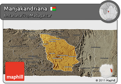 Physical Panoramic Map of Manjakandriana, darken, semi-desaturated