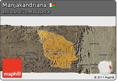 Physical Panoramic Map of Manjakandriana, darken, semi-desaturated