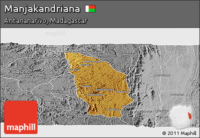 Physical Panoramic Map of Manjakandriana, desaturated