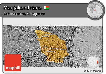 Physical Panoramic Map of Manjakandriana, desaturated