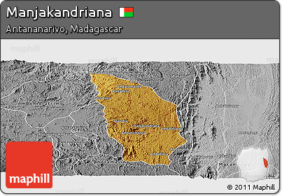 Physical Panoramic Map of Manjakandriana, desaturated
