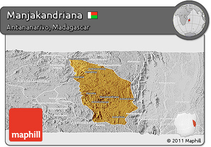 Physical Panoramic Map of Manjakandriana, lighten, desaturated