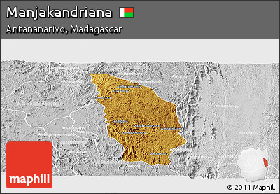 Physical Panoramic Map of Manjakandriana, lighten, desaturated