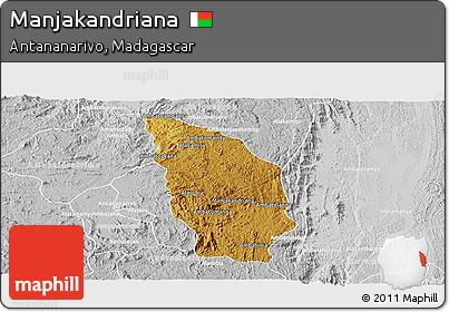 Physical Panoramic Map of Manjakandriana, lighten, desaturated