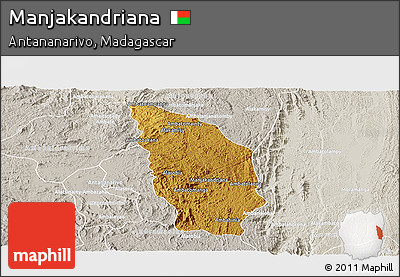 Physical Panoramic Map of Manjakandriana, lighten, semi-desaturated
