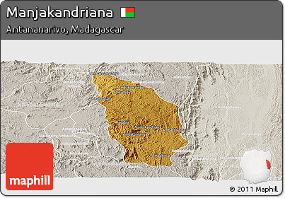 Physical Panoramic Map of Manjakandriana, lighten, semi-desaturated