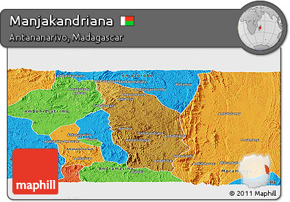 Physical Panoramic Map of Manjakandriana, political outside