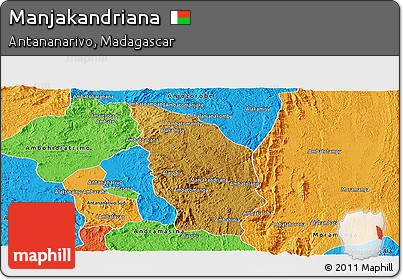 Physical Panoramic Map of Manjakandriana, political outside