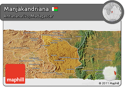 Physical Panoramic Map of Manjakandriana, satellite outside
