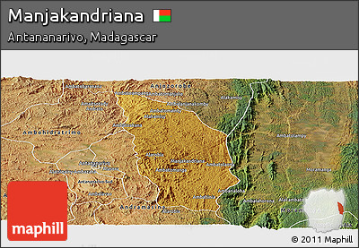Physical Panoramic Map of Manjakandriana, satellite outside