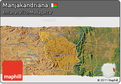 Physical Panoramic Map of Manjakandriana, satellite outside