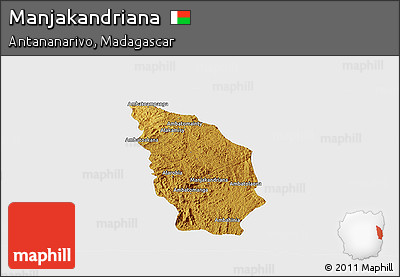 Physical Panoramic Map of Manjakandriana, single color outside