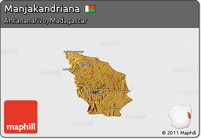Physical Panoramic Map of Manjakandriana, single color outside