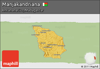 Savanna Style Panoramic Map of Manjakandriana, single color outside