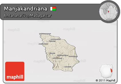 Shaded Relief Panoramic Map of Manjakandriana, cropped outside