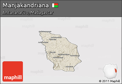Shaded Relief Panoramic Map of Manjakandriana, cropped outside