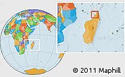 Political Location Map of Nosy-Be, within the entire country