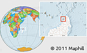 Political Location Map of Nosy-Be, highlighted country