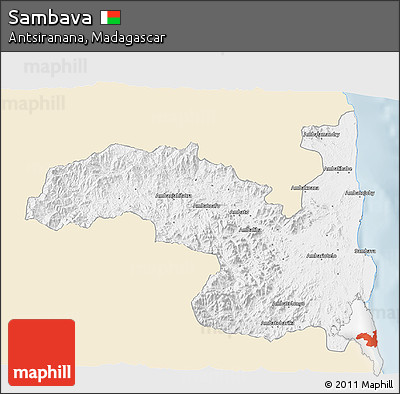 Classic Style 3D Map of Sambava, single color outside