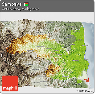 Physical 3D Map of Sambava, semi-desaturated