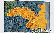 Political 3D Map of Sambava, darken, semi-desaturated