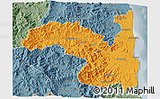 Political 3D Map of Sambava, semi-desaturated