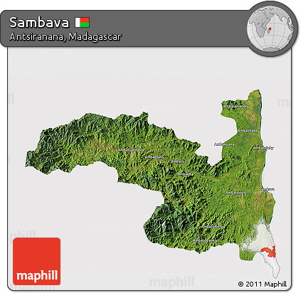 Satellite 3D Map of Sambava, cropped outside