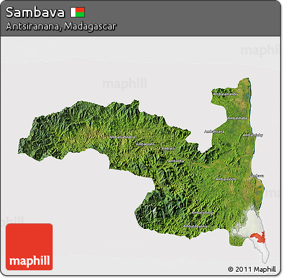 Satellite 3D Map of Sambava, cropped outside