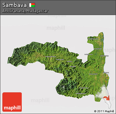Satellite 3D Map of Sambava, cropped outside