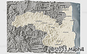 Shaded Relief 3D Map of Sambava, darken, semi-desaturated