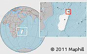 Gray Location Map of Sambava, highlighted country, within the entire country, hill shading