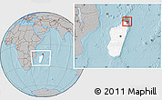 Gray Location Map of Sambava, highlighted country, highlighted parent region, within the entire country, hill shading
