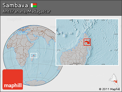 Gray Location Map of Sambava, hill shading