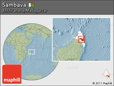 Savanna Style Location Map of Sambava, highlighted parent region, hill shading