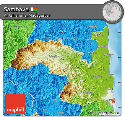 Physical Map of Sambava, political outside