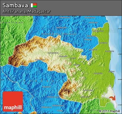 Physical Map of Sambava, political outside