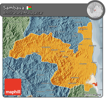 Political Map of Sambava, semi-desaturated