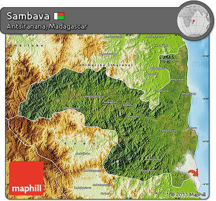 Satellite Map of Sambava, physical outside