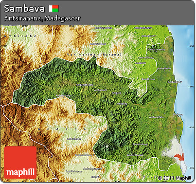 Satellite Map of Sambava, physical outside
