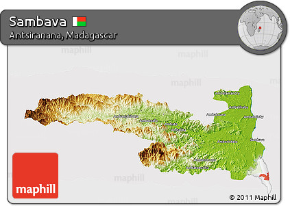 Physical Panoramic Map of Sambava, cropped outside