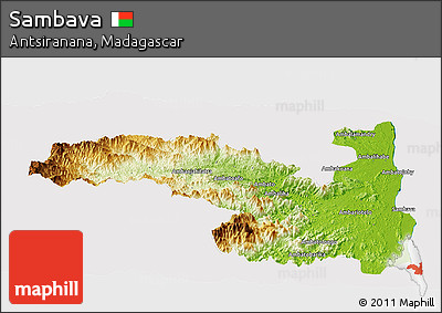 Physical Panoramic Map of Sambava, cropped outside