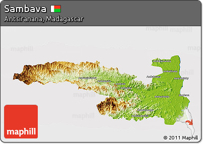 Physical Panoramic Map of Sambava, cropped outside