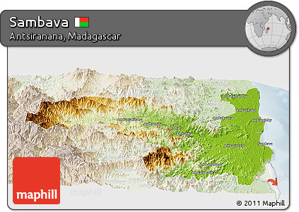 Physical Panoramic Map of Sambava, lighten