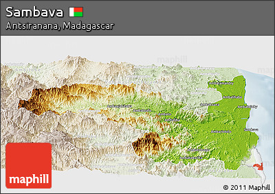 Physical Panoramic Map of Sambava, lighten