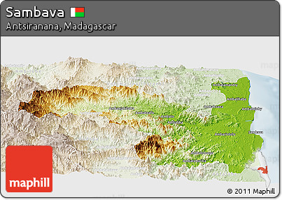 Physical Panoramic Map of Sambava, lighten