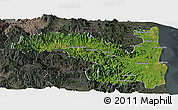 Satellite Panoramic Map of Sambava, darken, semi-desaturated
