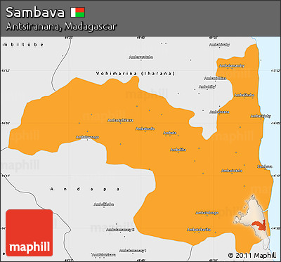 Political Simple Map of Sambava, single color outside, borders and labels