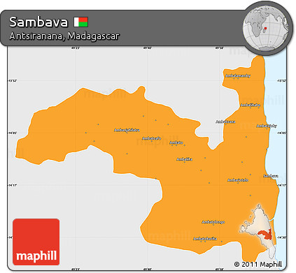 Political Simple Map of Sambava, single color outside