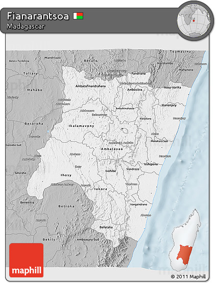Gray 3D Map of Fianarantsoa