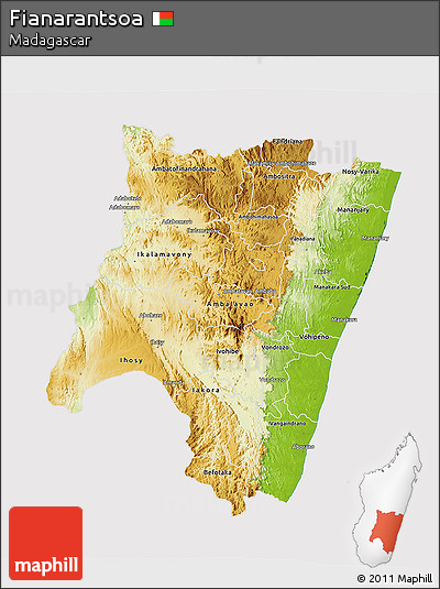 Physical 3D Map of Fianarantsoa, cropped outside